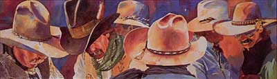 Cowboy Hats Everywhere, 9  x 30, by Linda Loeschen